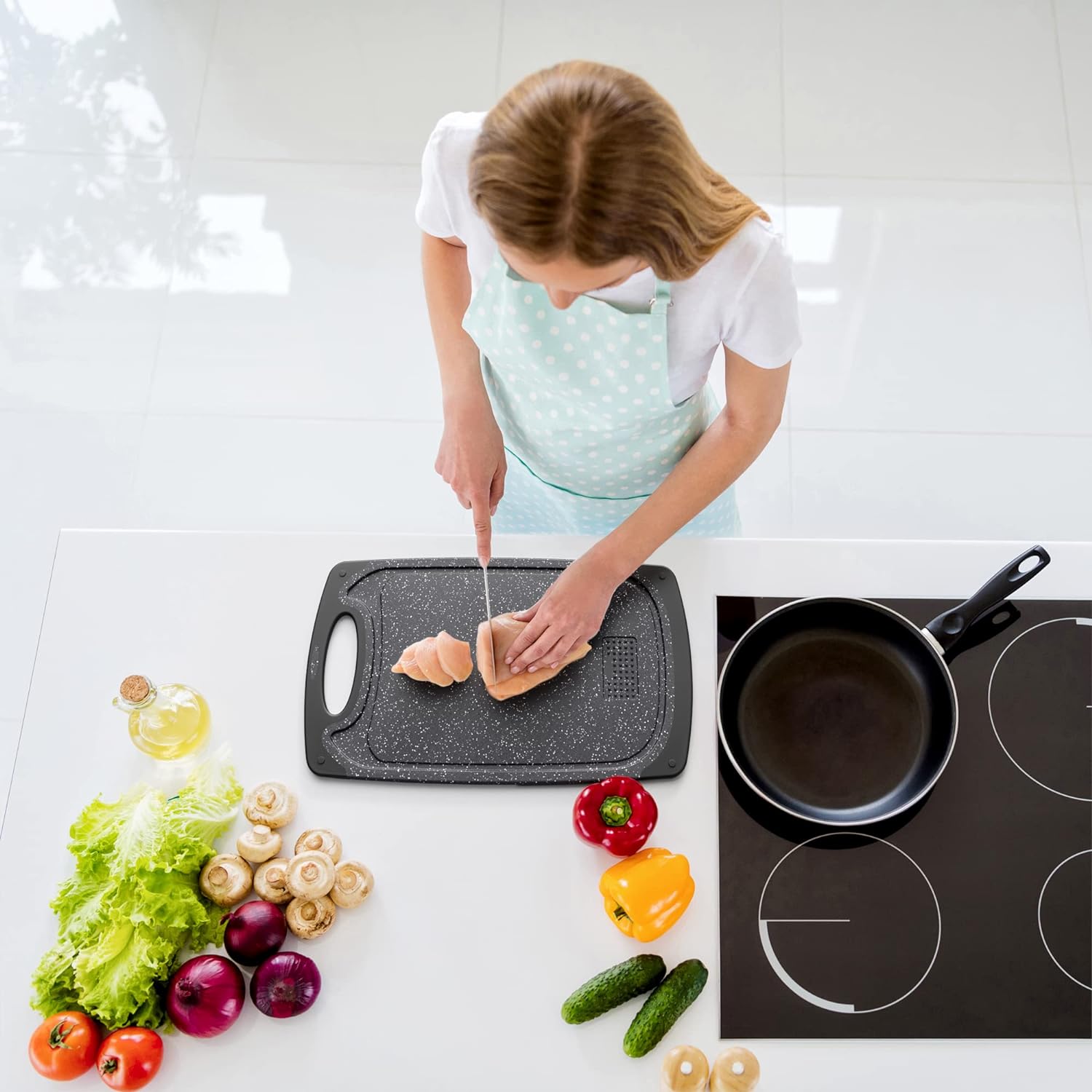 Cooking Cutting Boards, Non-Slip Rubber Chopping Board - Set of 3 Cooking Cutting Boards, Non-Slip Rubber Chopping Board - Set of 3